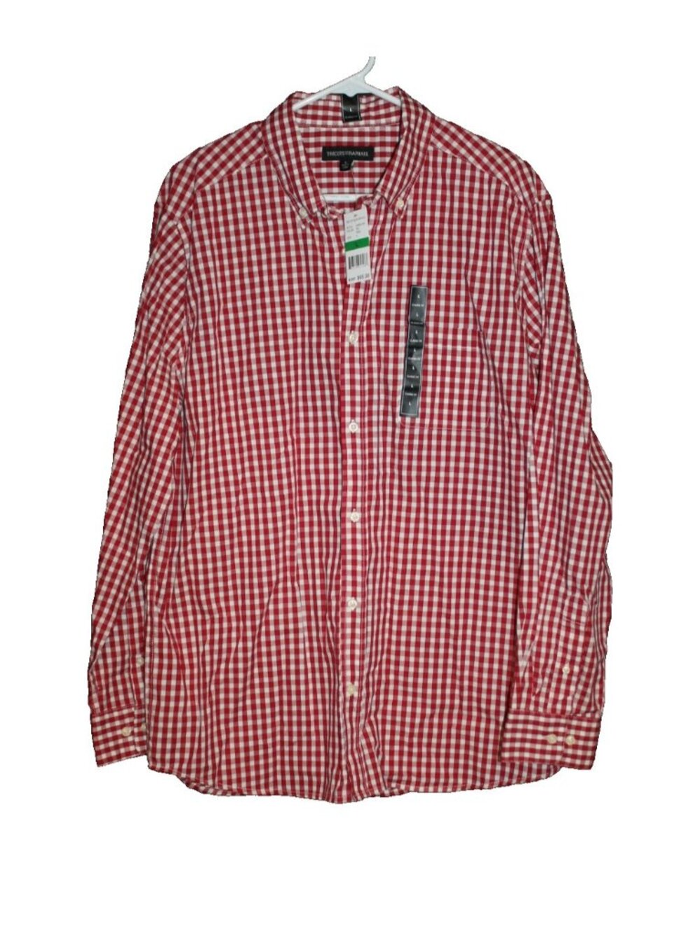 TRICOTS ST RAPHAEL Red White Plaid Checkered Button Front Shirt Men's Size L NEW